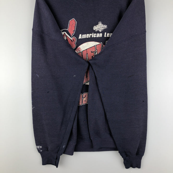 Vintage MLB Cleveland Indians print sweatshirt, size XL, men's unclear navy blue type Vintage Second Hand