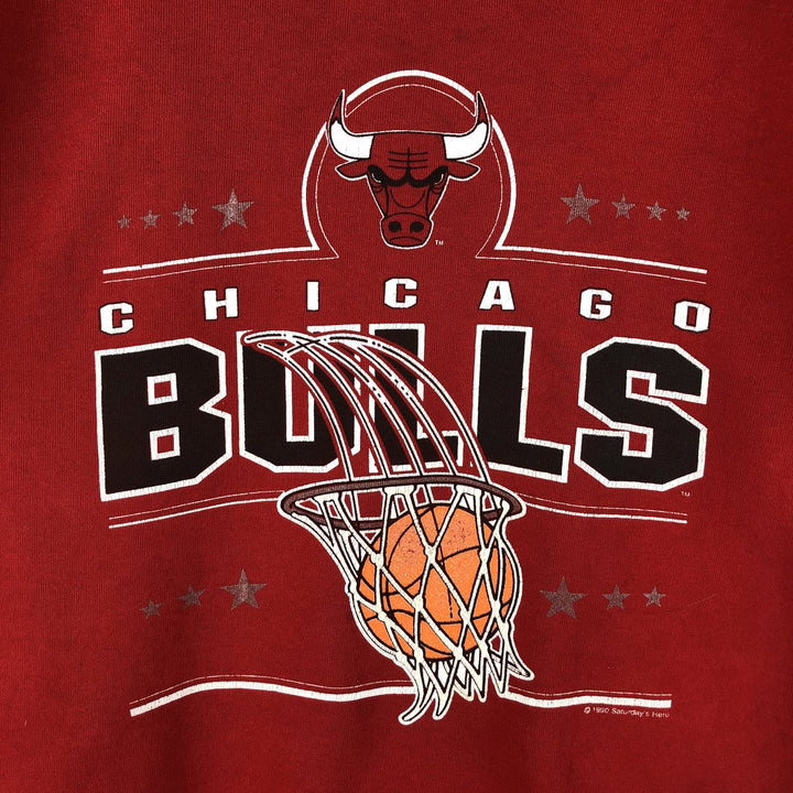 Vintage 1990'S SIGNAL SPORTS NBA Chicago Bulls Print Sweatshirt, Made in USA, Men's Size XL cotton red type Vintage Second Hand