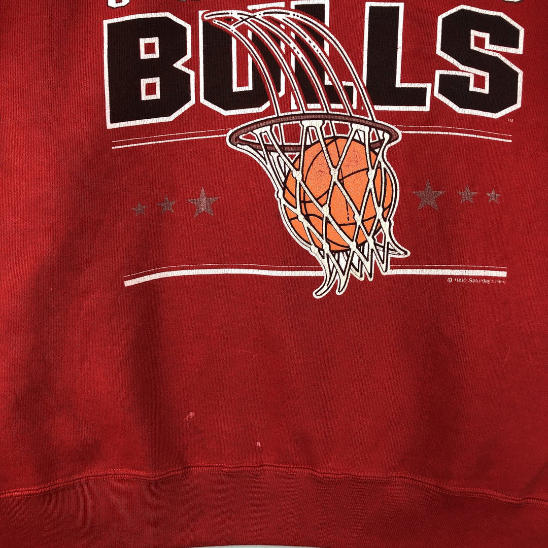 Vintage 1990'S SIGNAL SPORTS NBA Chicago Bulls Print Sweatshirt, Made in USA, Men's Size XL cotton red type Vintage Second Hand