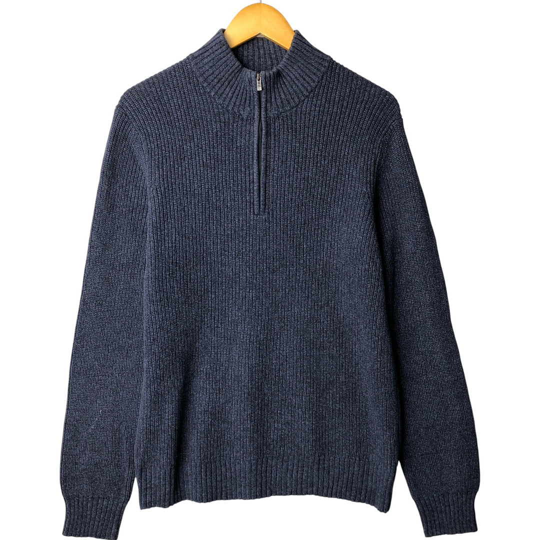 Vintage 90s-00'S Calvin Klein ribbed cotton knit half-zip sweater, men's size M cotton navy blue type Vintage Second Hand