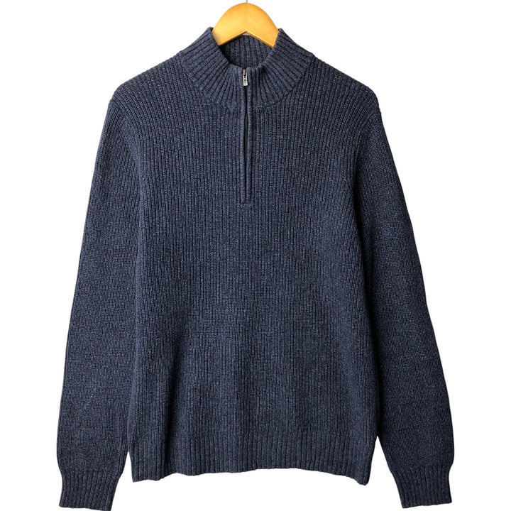 Vintage 90s-00'S Calvin Klein ribbed cotton knit half-zip sweater, men's size M cotton navy blue type Vintage Second Hand