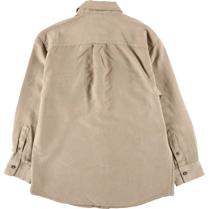 COVINGTON Long Sleeve Faux Suede Shirt, Men's Size Small polyester Beige type Vintage Second Hand