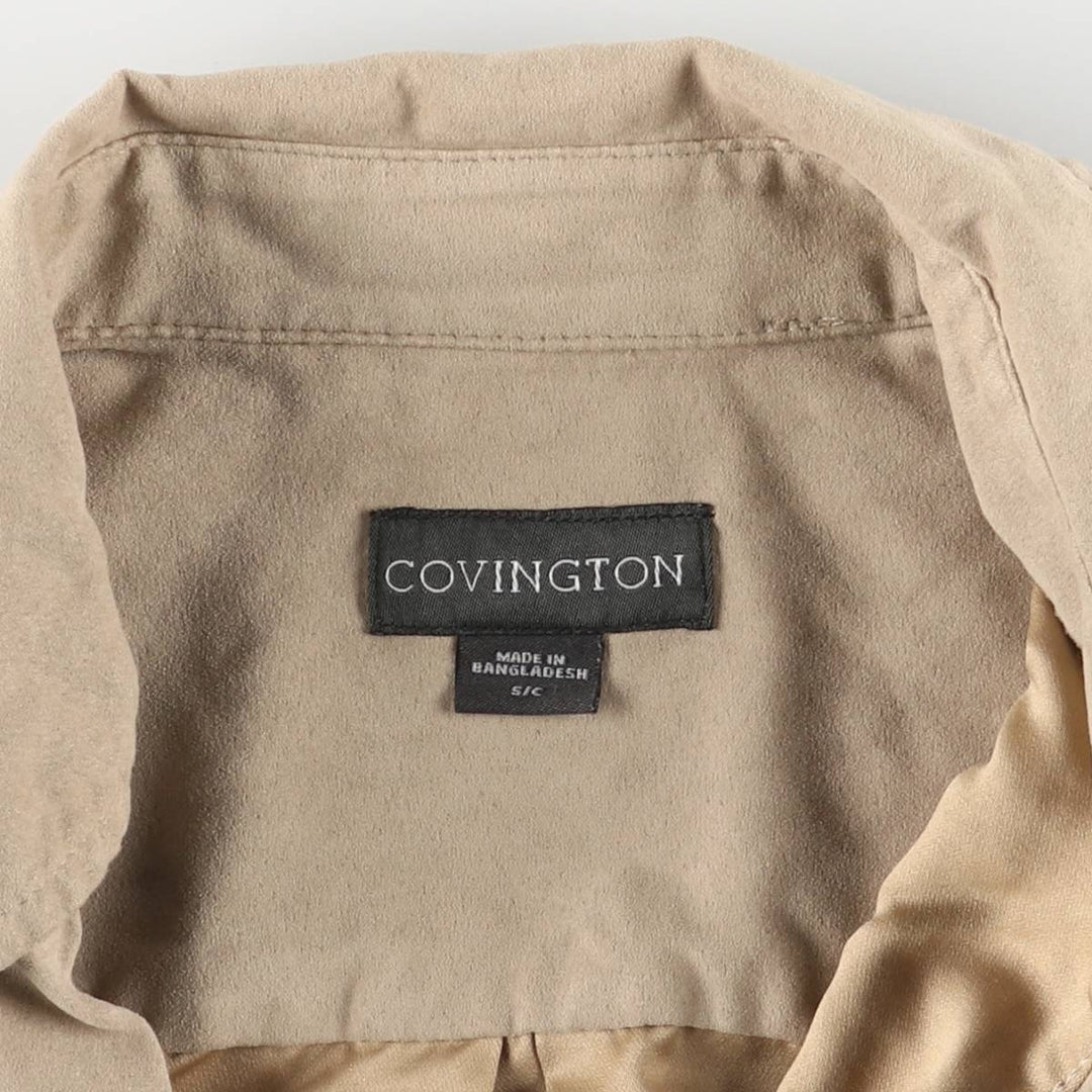 COVINGTON Long Sleeve Faux Suede Shirt, Men's Size Small polyester Beige type Vintage Second Hand
