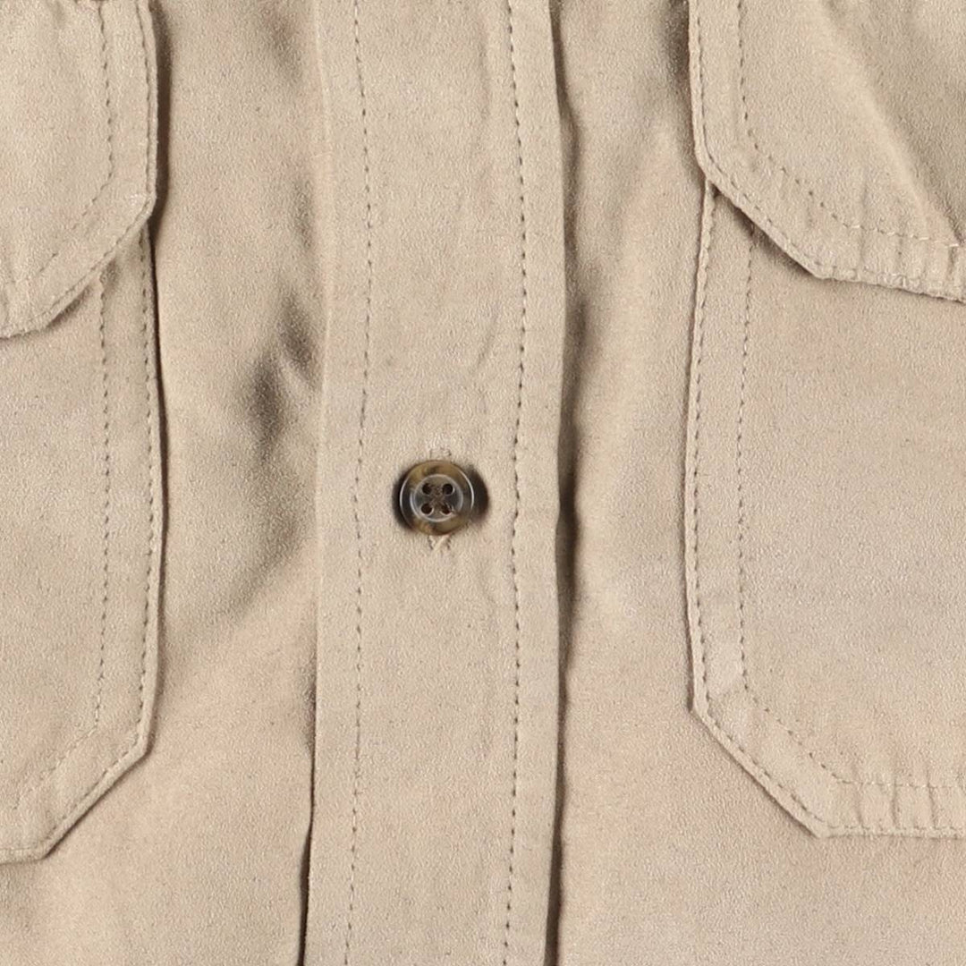 COVINGTON Long Sleeve Faux Suede Shirt, Men's Size Small polyester Beige type Vintage Second Hand