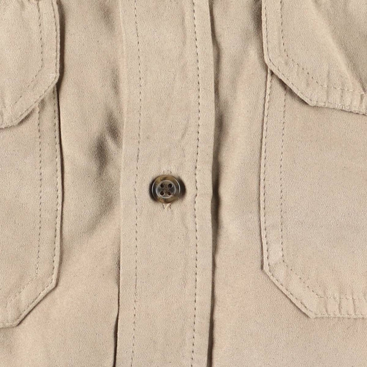 COVINGTON Long Sleeve Faux Suede Shirt, Men's Size Small polyester Beige type Vintage Second Hand