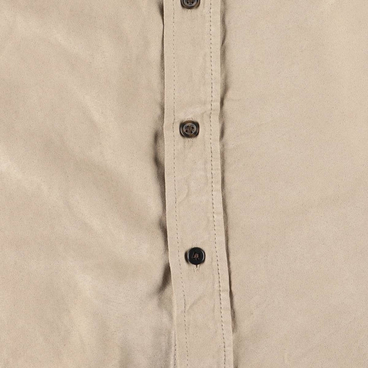 COVINGTON Long Sleeve Faux Suede Shirt, Men's Size Small polyester Beige type Vintage Second Hand