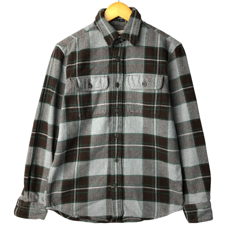 St. John's Bay Classic Fit Long Sleeve Flannel Check Shirt, Men's Size Small cotton gray type Vintage Second Hand
