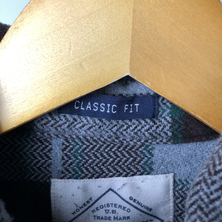 St. John's Bay Classic Fit Long Sleeve Flannel Check Shirt, Men's Size Small cotton gray type Vintage Second Hand