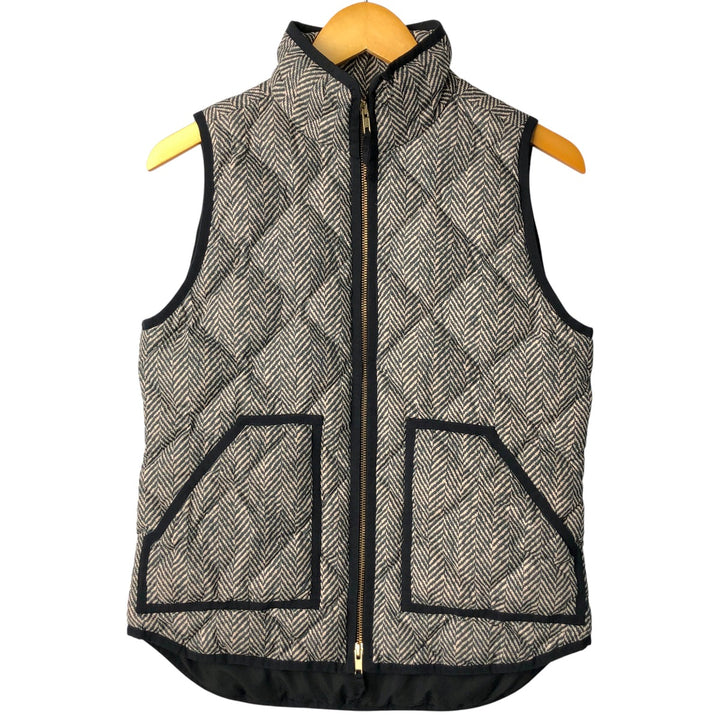 J.Crew all-over print down vest, women's size XS polyester ivory Vintage Second Hand