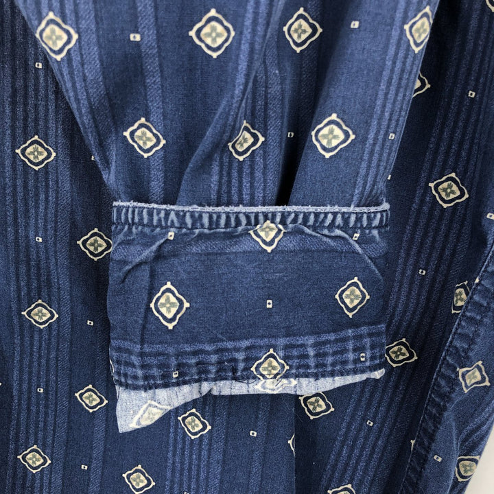 Ralph Lauren CHAPS Chaps All-Over Print Long Sleeve Button-Down Shirt, Men's Size XL cotton navy blue type Vintage Second Hand