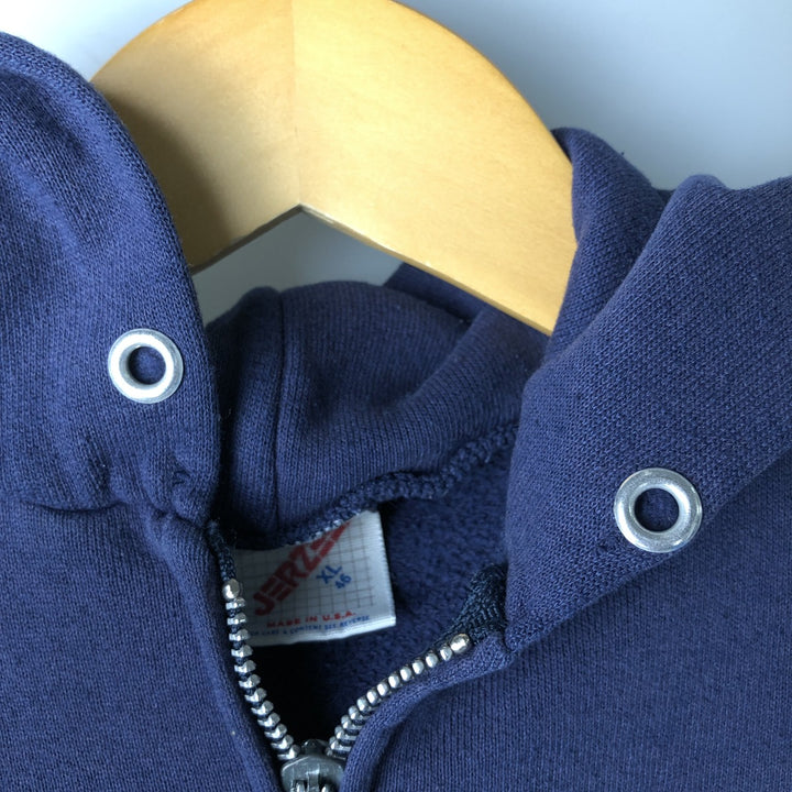 90'S Jerzees Sweat Full Zip Hoodie Made in USA Men's XL Vintage cotton navy blue type Vintage Second Hand