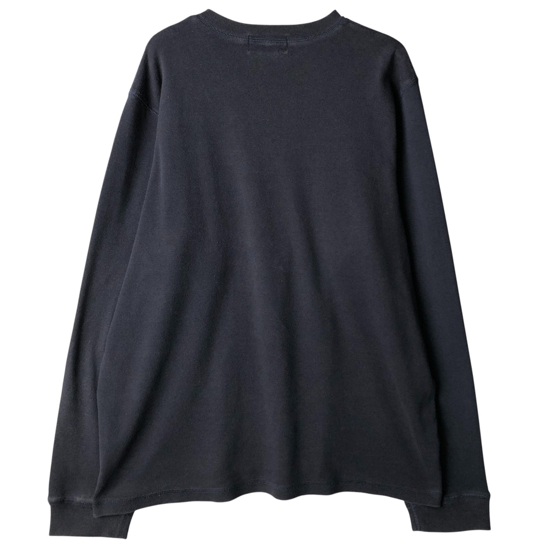 2000'S Eddie Bauer Henley Neck Thermal Long T-Shirt, Men's Size L cotton navy blue type Vintage Second Hand