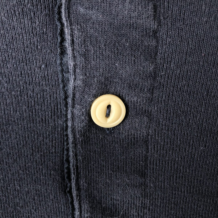 2000'S Eddie Bauer Henley Neck Thermal Long T-Shirt, Men's Size L cotton navy blue type Vintage Second Hand