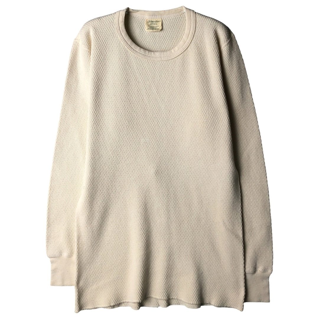 Vintage 1990'S St. John's Bay Thermal T-shirt, Honeycomb, Made in USA, Men's Size M cotton pale white type Vintage Second Hand