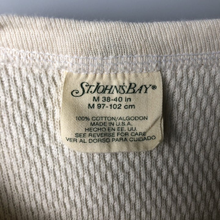 Vintage 1990'S St. John's Bay Thermal T-shirt, Honeycomb, Made in USA, Men's Size M cotton pale white type Vintage Second Hand