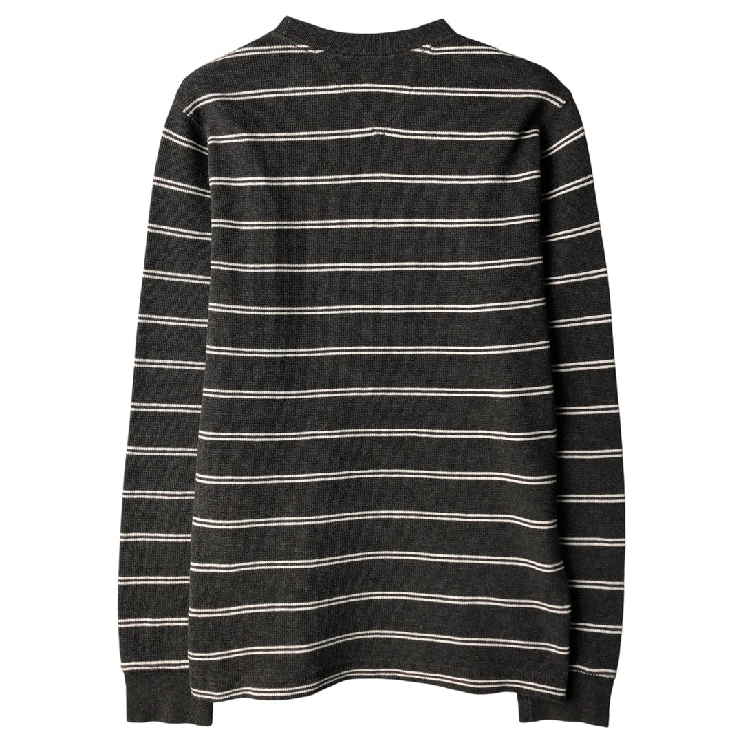 Tommy Hilfiger Striped Pattern Thermal Long T-Shirt, Waffle, Men's Size M unclear gray type Vintage Second Hand