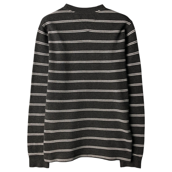 Tommy Hilfiger Striped Pattern Thermal Long T-Shirt, Waffle, Men's Size M unclear gray type Vintage Second Hand