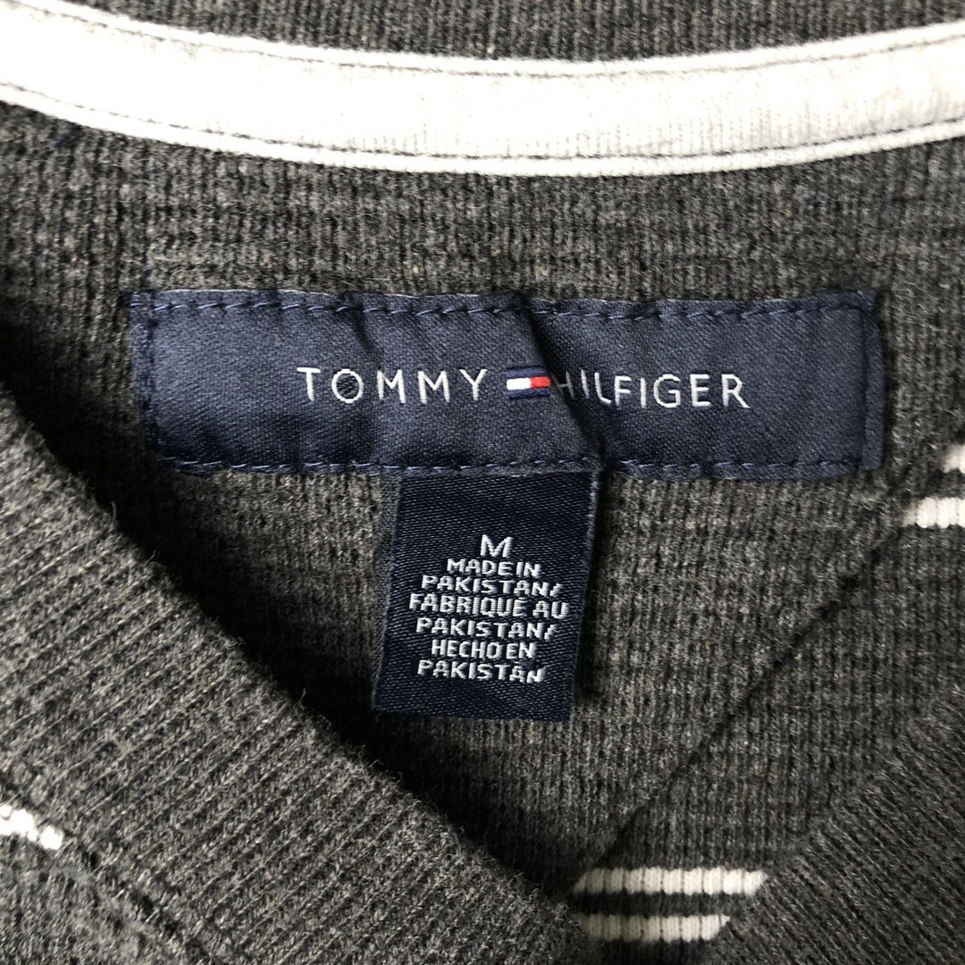 Tommy Hilfiger Striped Pattern Thermal Long T-Shirt, Waffle, Men's Size M unclear gray type Vintage Second Hand