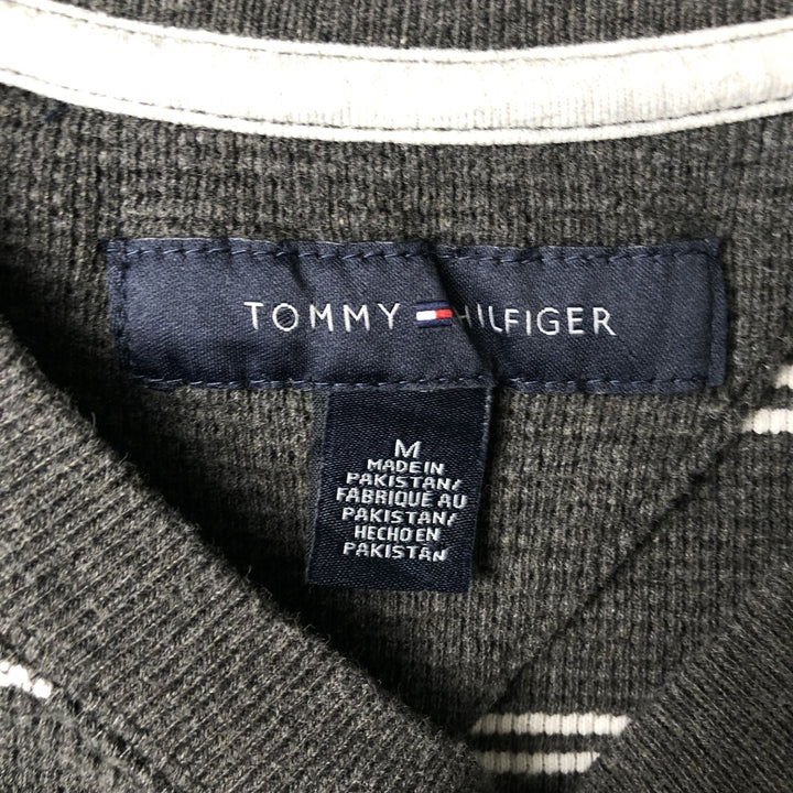 Tommy Hilfiger Striped Pattern Thermal Long T-Shirt, Waffle, Men's Size M unclear gray type Vintage Second Hand