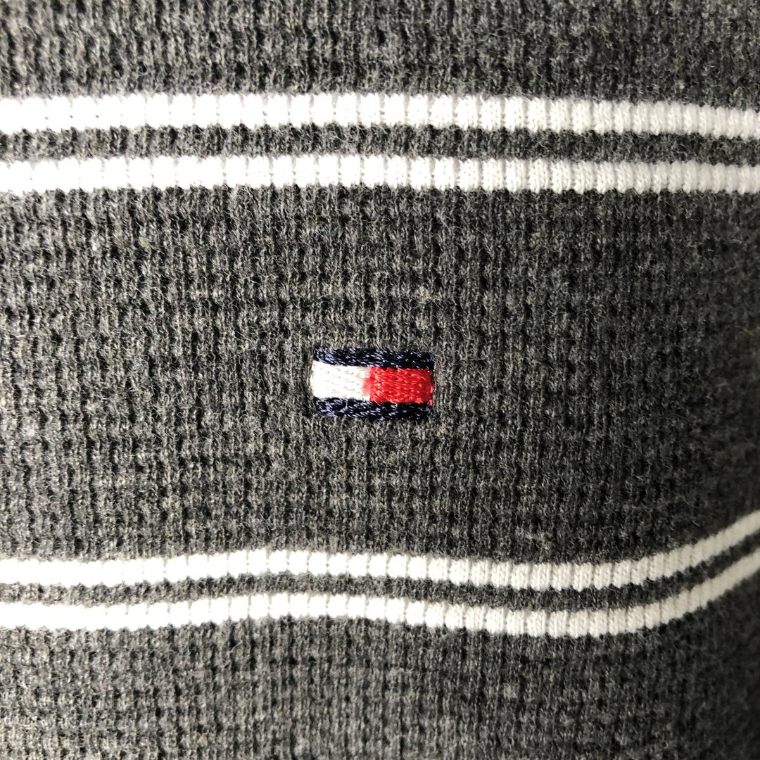 Tommy Hilfiger Striped Pattern Thermal Long T-Shirt, Waffle, Men's Size M unclear gray type Vintage Second Hand