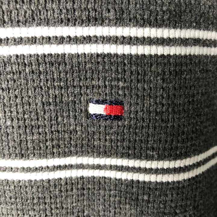 Tommy Hilfiger Striped Pattern Thermal Long T-Shirt, Waffle, Men's Size M unclear gray type Vintage Second Hand