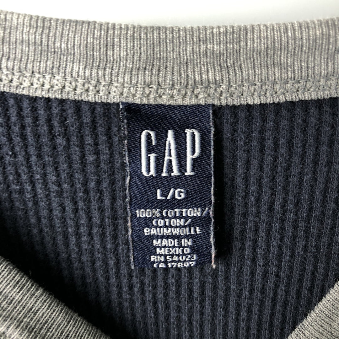2000'S GAP Thermal Long T-Shirt, Waffle, Men's Size L cotton navy blue type Vintage Second Hand