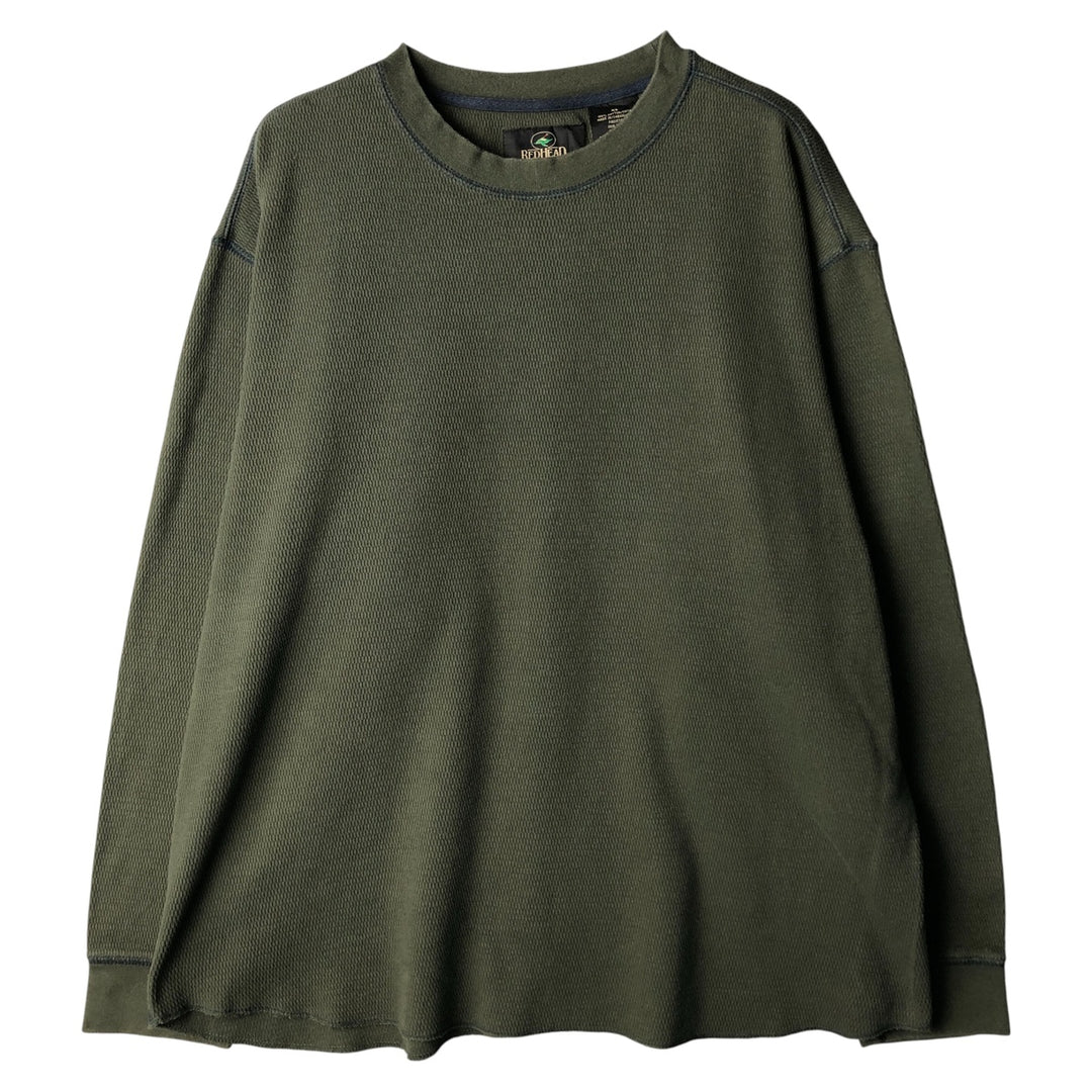 90'S Red Head Thermal Long T-shirt, Honeycomb, Men's XL, Vintage cotton Khaki type Vintage Second Hand