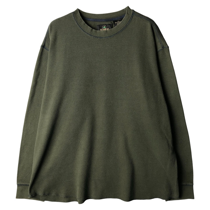 90'S Red Head Thermal Long T-shirt, Honeycomb, Men's XL, Vintage cotton Khaki type Vintage Second Hand