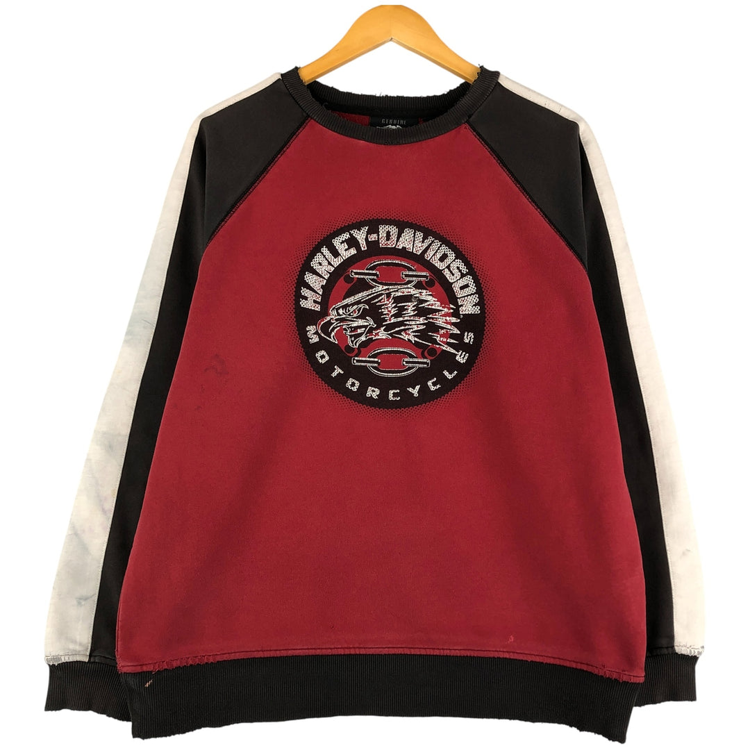 Harley-Davidson Eagle Pattern Advertising Sweatshirt, Men's Size Medium cotton red type Vintage Second Hand