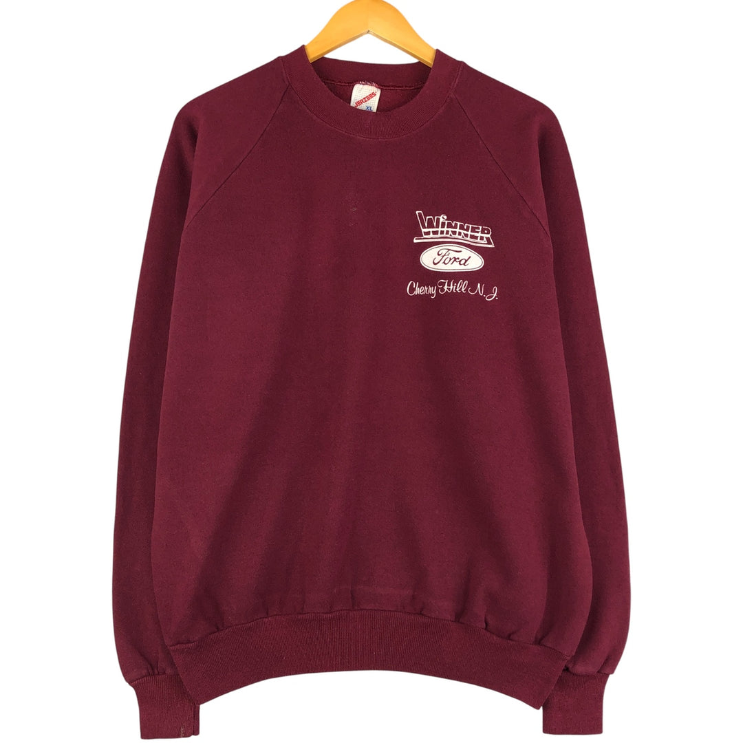 Vintage 80s-90'S Jerzees Advertising Sweatshirt, Made in USA, Men's Size XL cotton Red type red-purple Vintage Second Hand