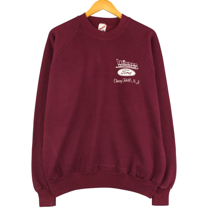 Vintage 80s-90'S Jerzees Advertising Sweatshirt, Made in USA, Men's Size XL cotton Red type red-purple Vintage Second Hand