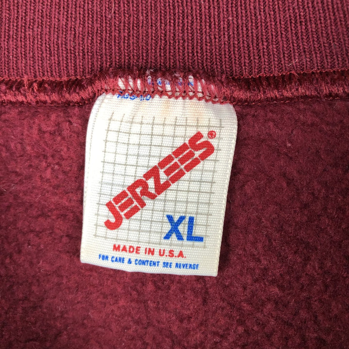 Vintage 80s-90'S Jerzees Advertising Sweatshirt, Made in USA, Men's Size XL cotton Red type red-purple Vintage Second Hand