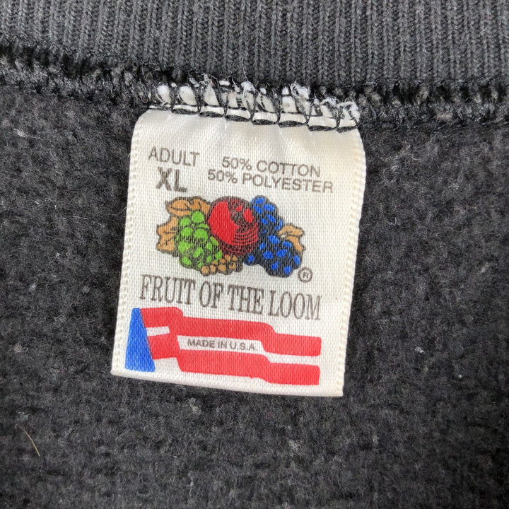 90'S Fruit of the Loom Eagle Pattern Animal Sweatshirt, Made in USA, Men's Size XL, Vintage cotton black type Vintage Second Hand