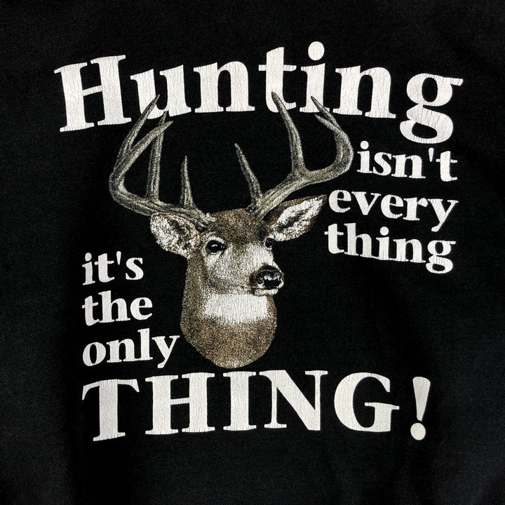 OUTDOOR GEAR Message Deer Print Animal Sweatshirt, Men's Size XL cotton black type Vintage Second Hand