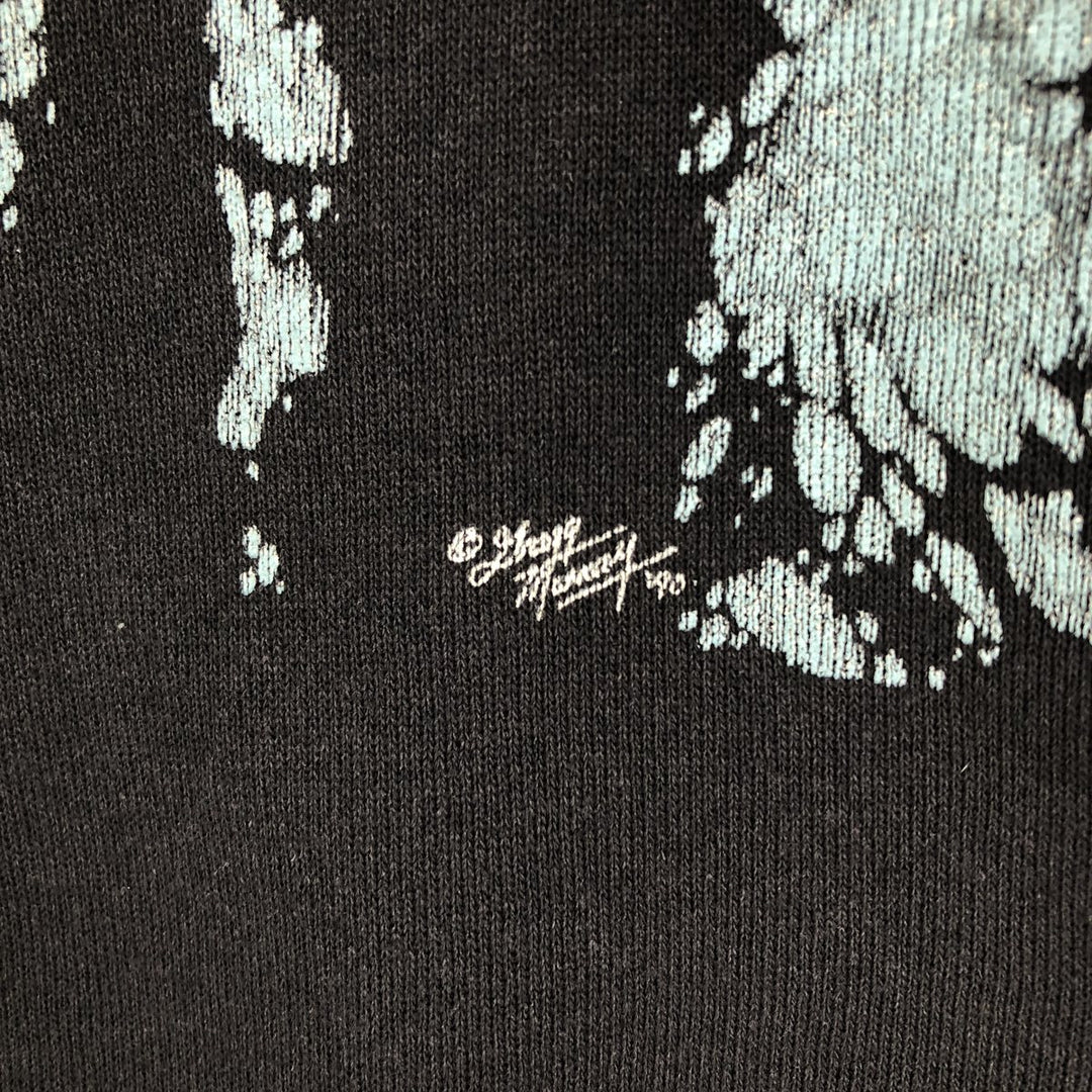 Vintage 90'S Hanes Wolf Pattern Animal Sweatshirt, Made in USA, Men's Size L cotton black type Vintage Second Hand