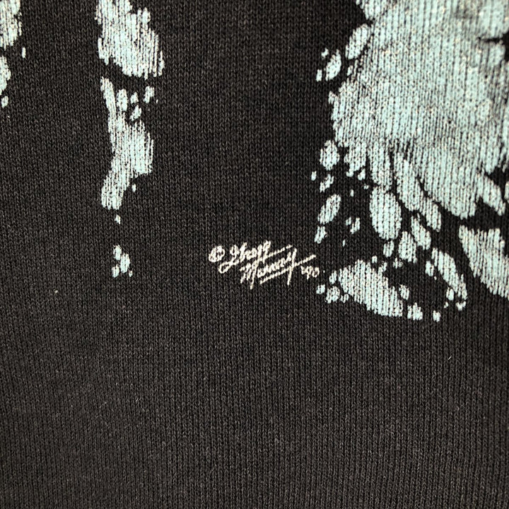Vintage 90'S Hanes Wolf Pattern Animal Sweatshirt, Made in USA, Men's Size L cotton black type Vintage Second Hand