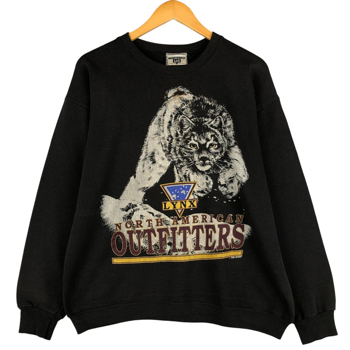 Vintage 90'S Lee Black Panther Pattern Print Sweatshirt, Made in USA, Men's Size L cotton black type Vintage Second Hand