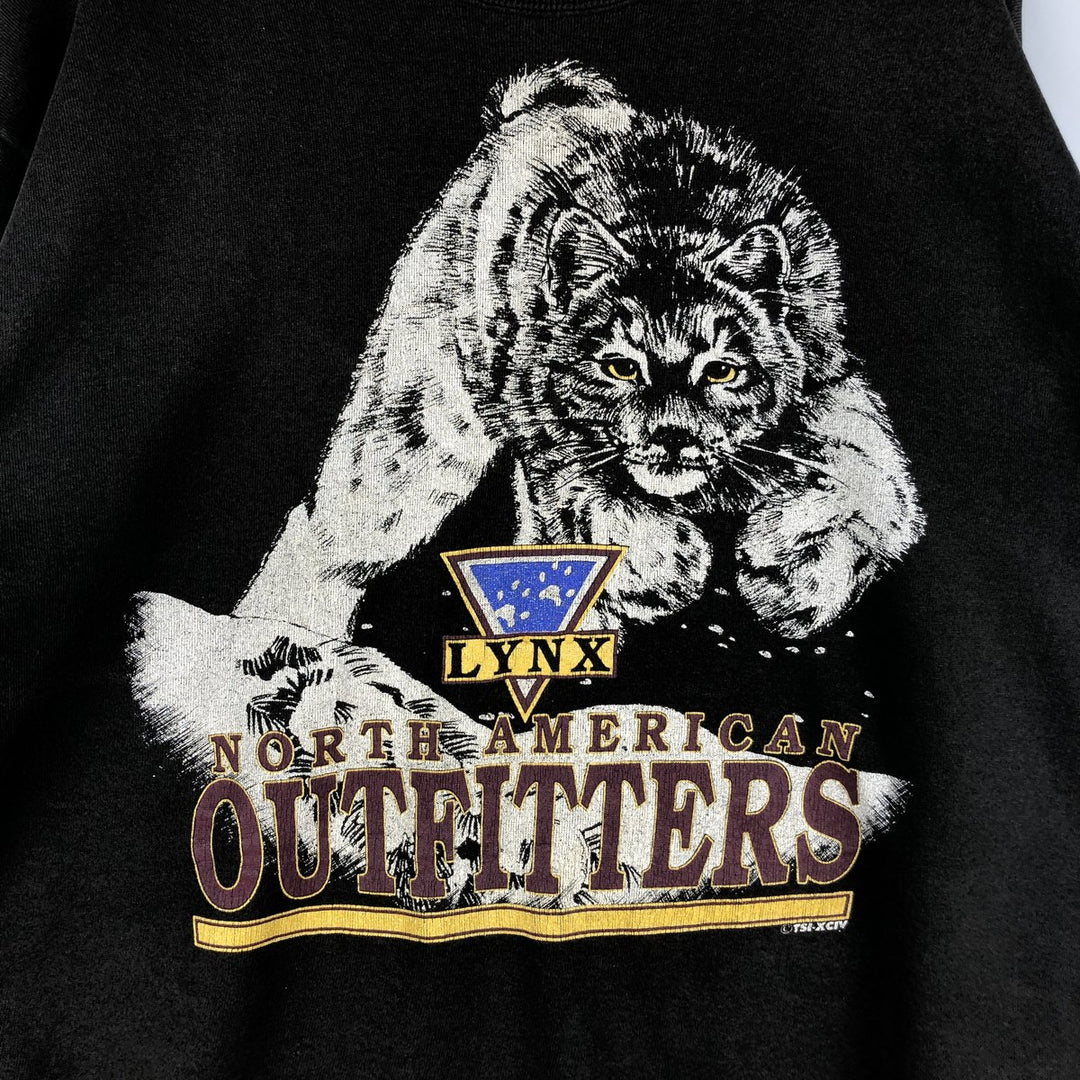 Vintage 90'S Lee Black Panther Pattern Print Sweatshirt, Made in USA, Men's Size L cotton black type Vintage Second Hand