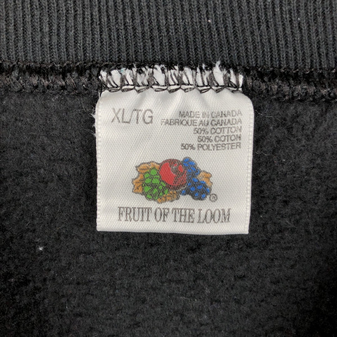 90'S Fruit of the Loom Wolf Pattern Animal Sweatshirt, Men's, Size XL, Vintage cotton black type Vintage Second Hand