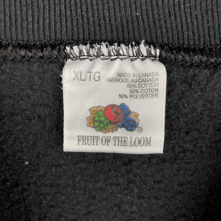 90'S Fruit of the Loom Wolf Pattern Animal Sweatshirt, Men's, Size XL, Vintage cotton black type Vintage Second Hand