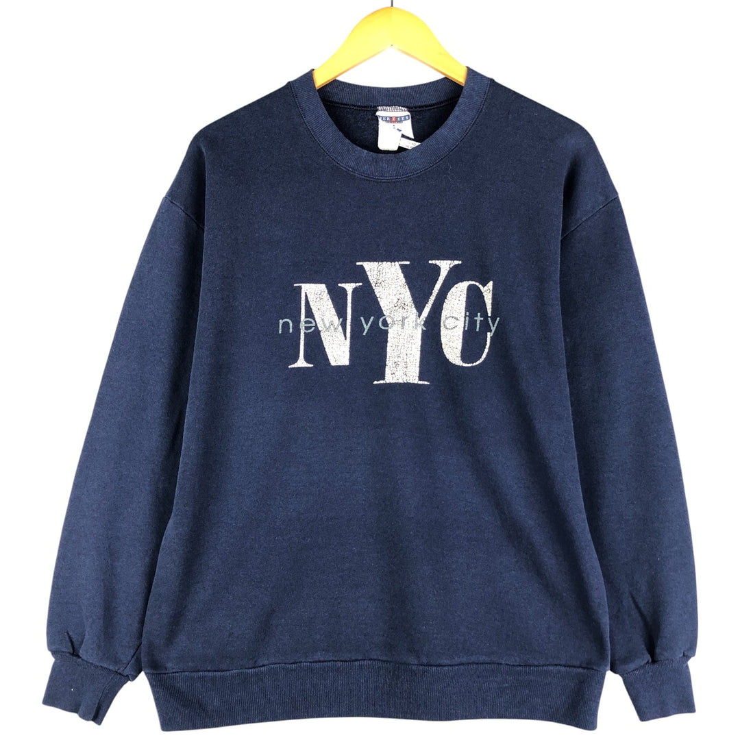 Vintage 90'S Jerzees printed sweatshirt, size M, men's unclear navy blue type Vintage Second Hand