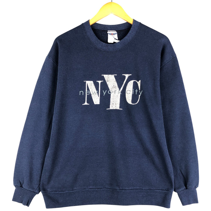Vintage 90'S Jerzees printed sweatshirt, size M, men's unclear navy blue type Vintage Second Hand
