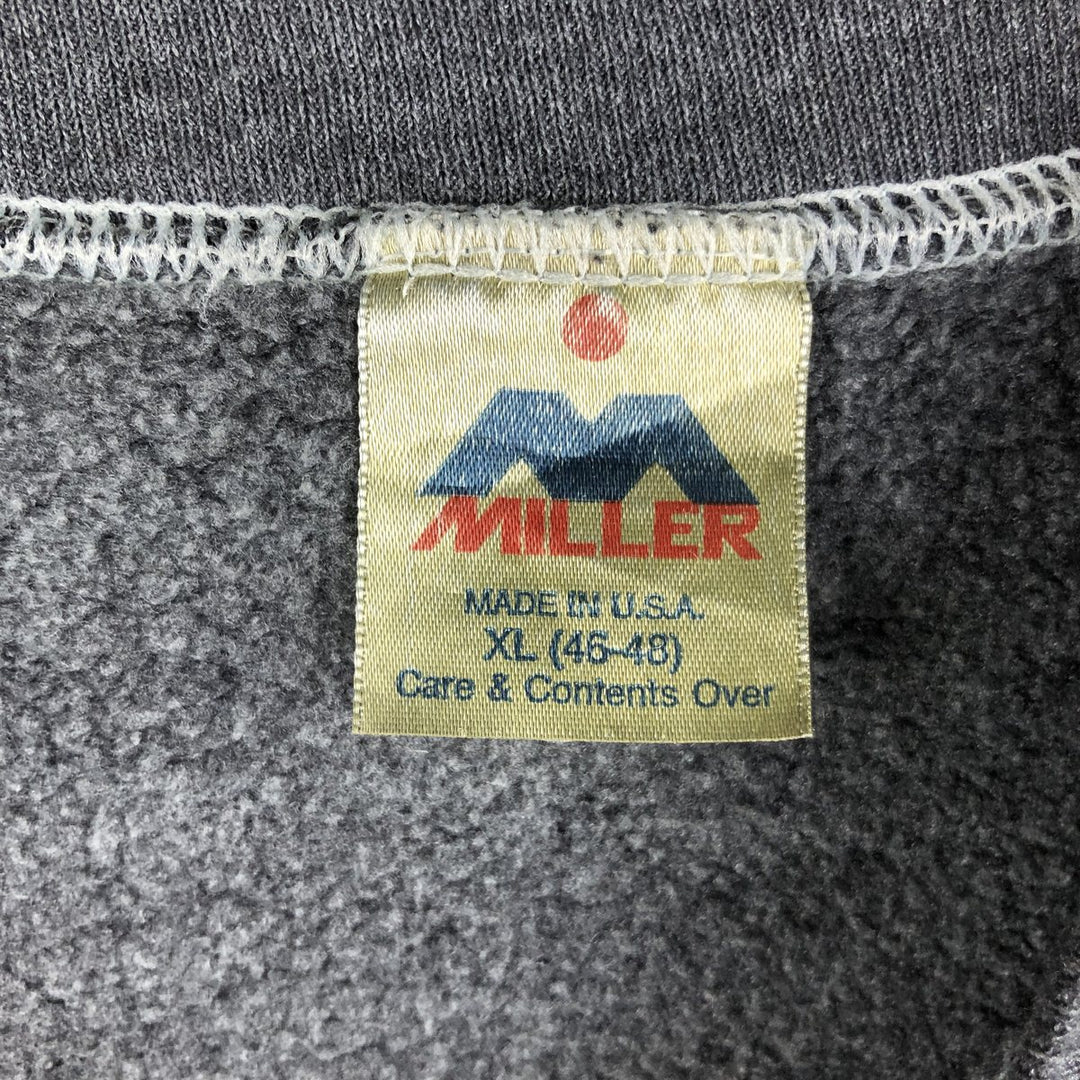 Vintage 90'S Miller Tiger Pattern Sweatshirt, Made in USA, Men's Size XL cotton Charcoal Vintage Second Hand