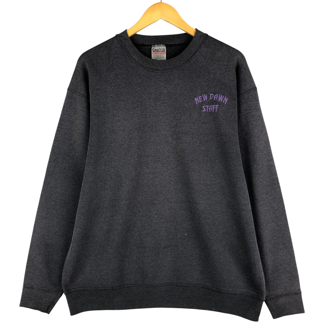 90'S ONEITA embroidered sweatshirt, made in the USA, men's size XL, vintage cotton black type Vintage Second Hand