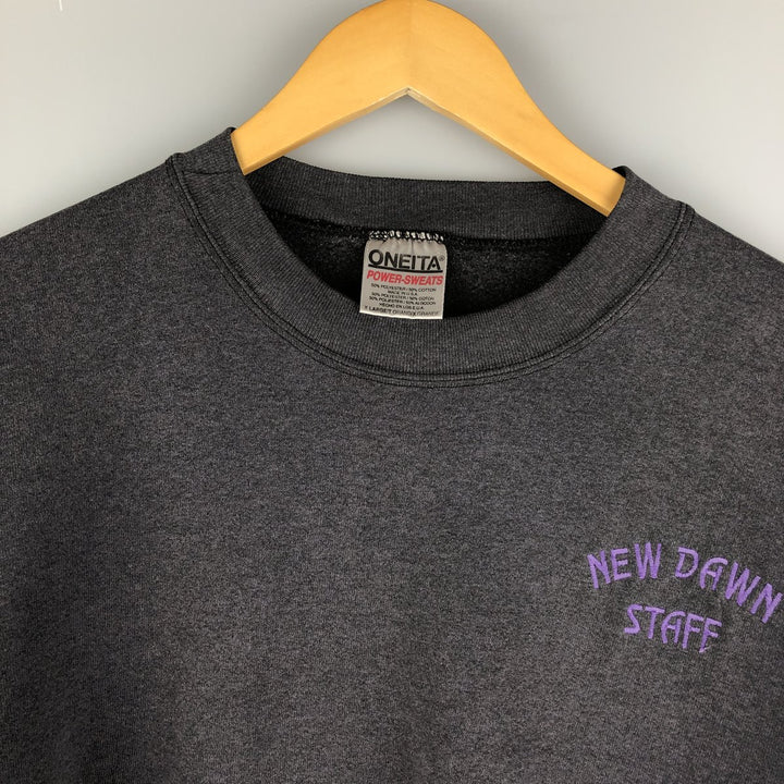 90'S ONEITA embroidered sweatshirt, made in the USA, men's size XL, vintage cotton black type Vintage Second Hand