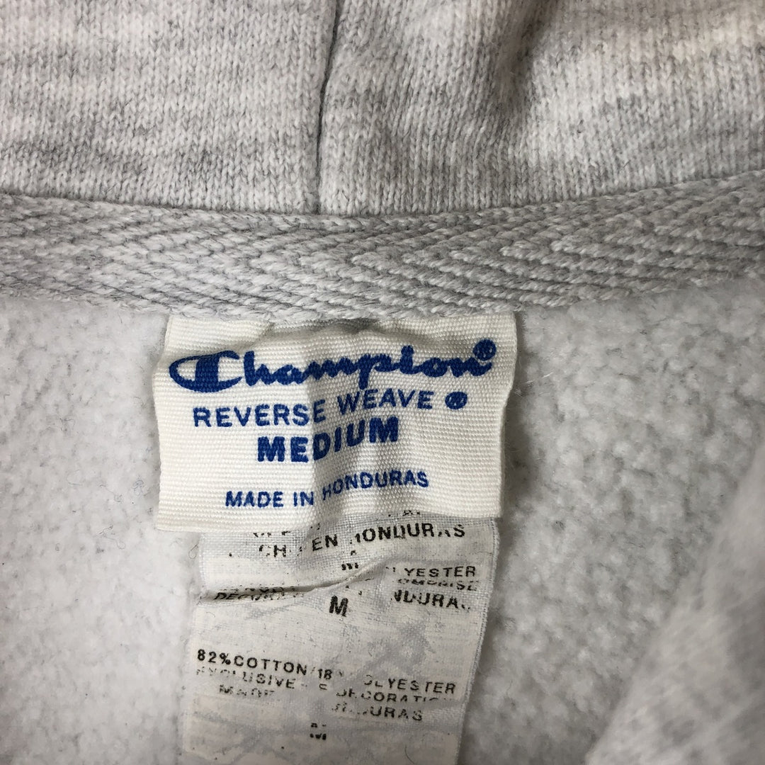 Champion Reverse Weave 3-row print college sweatshirt pullover hoodie, size M for men cotton gray type Vintage Second Hand