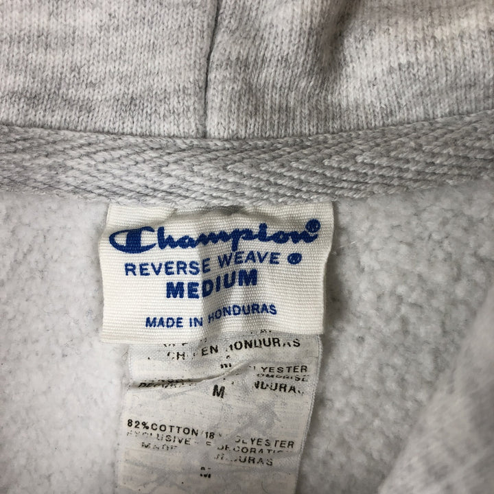 Champion Reverse Weave 3-row print college sweatshirt pullover hoodie, size M for men cotton gray type Vintage Second Hand