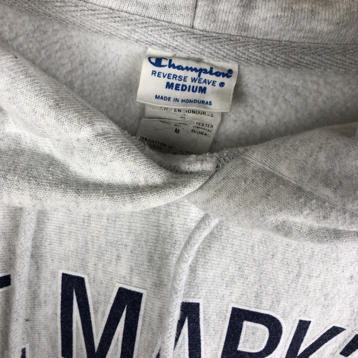 Champion Reverse Weave 3-row print college sweatshirt pullover hoodie, size M for men cotton gray type Vintage Second Hand