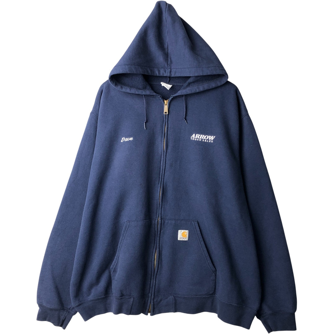 Carhartt Sweat Full Zip Hoodie Men's XXL cotton navy blue type Vintage Second Hand