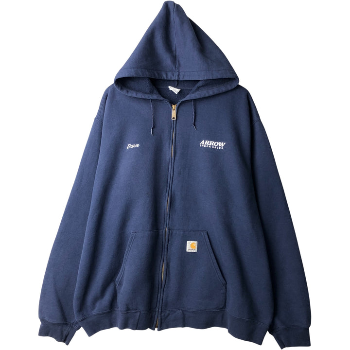 Carhartt Sweat Full Zip Hoodie Men's XXL cotton navy blue type Vintage Second Hand